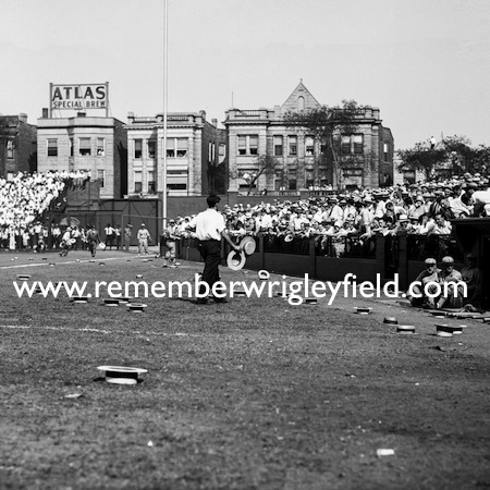 Straw hats known as boaters adorn the field during the 1929 World Series between the Chicago Cubs and Philadelphia Athletics