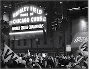 Fans gather at Clark and Addison streets the moment the North Siders win the 2016 World Series